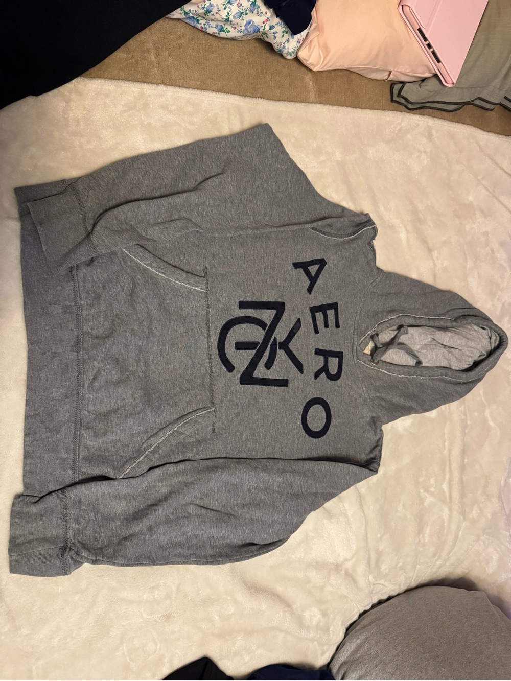 Men Medium Aeropostale Gray Logo Hoodie